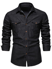 Load image into Gallery viewer, Long-sleeved Denim Shirt