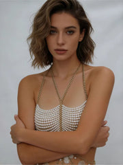 Load image into Gallery viewer, Pearl Chest Chain Body Chain Neck-hanging Vest