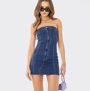 Denim Tube Top Dress