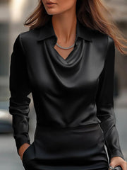 Load image into Gallery viewer, Collar Draped Shirts &amp; Blouses
