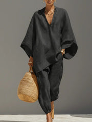 Load image into Gallery viewer, Casual Relaxed Loose-Fitting Solid-Color Shirt Set