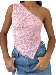 Load image into Gallery viewer, Lace Asymmetrical Top
