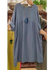 Load image into Gallery viewer, Women's Cotton Linen Vintage Summer Dress
