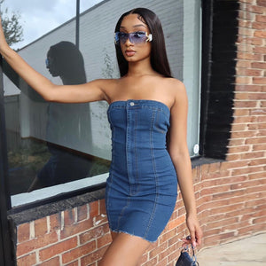 Denim Tube Top Dress