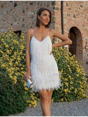 Load image into Gallery viewer, Tassel Sequins Feather Dress