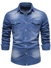 Load image into Gallery viewer, Long-sleeved Denim Shirt