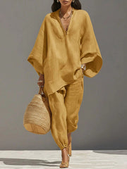 Load image into Gallery viewer, Casual Relaxed Loose-Fitting Solid-Color Shirt Set