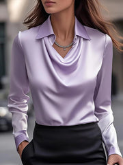 Load image into Gallery viewer, Collar Draped Shirts &amp; Blouses