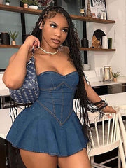 Load image into Gallery viewer, Tube Top Denim Dress
