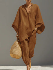Load image into Gallery viewer, Casual Relaxed Loose-Fitting Solid-Color Shirt Set