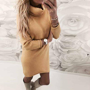 Long Sleeve Solid Color Loose Casual Dresses