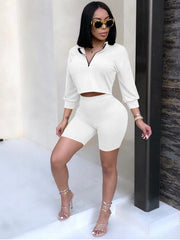 Load image into Gallery viewer, Two Piece Sets Crop Top High Waist  Short - vendach
