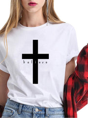 Load image into Gallery viewer, T-Shirt print Cross - vendach

