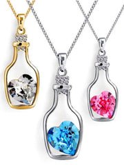 Load image into Gallery viewer, Wish Bottle Crystal Heart Pendant Necklace - vendach
