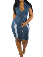 Load image into Gallery viewer, Button Down Denim Dress w/ Belt
