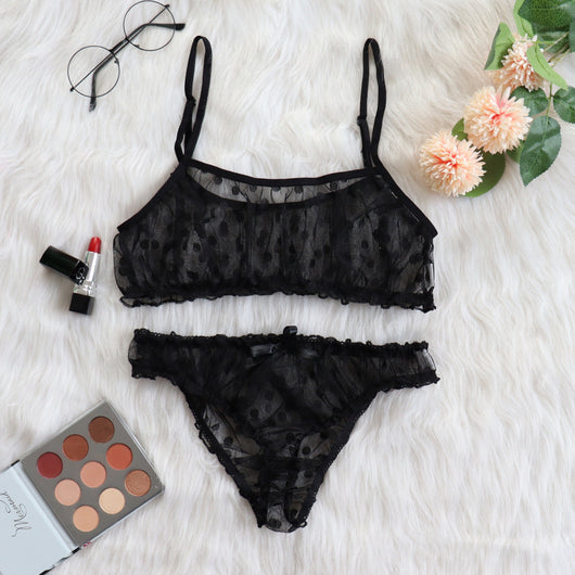 Sexy Sheer Dot Lace Lingerie Set