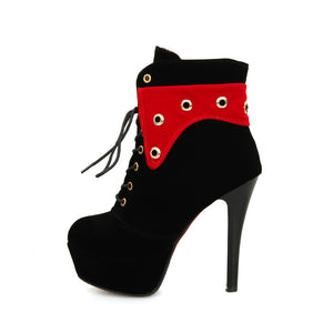  high heel lace ladies ankle boots