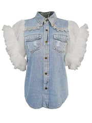 Load image into Gallery viewer, Ruffled Denim Jackets
