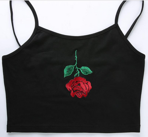 Rose Embroidered Crop Top