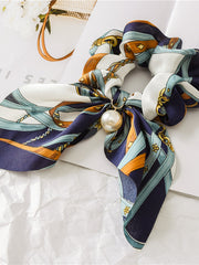 Load image into Gallery viewer, Satin Silky bow hair scrunchie 
