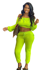 Load image into Gallery viewer, Solid color elastic waist running suit
