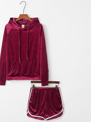 Load image into Gallery viewer, Velvet Long Sleeve Sweater &amp; Shorts
