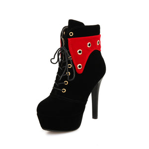 high heel lace ladies ankle boots