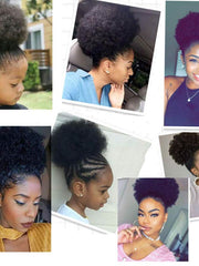 Load image into Gallery viewer, Short Afro Kinky Curly Ponytail Clip in on 
