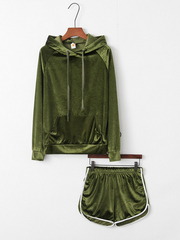 Load image into Gallery viewer, Velvet Long Sleeve Sweater &amp; Shorts
