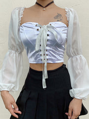 Load image into Gallery viewer, Lace-Up Bustier w/ Long Sleeves
