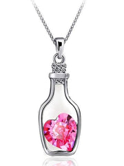 Load image into Gallery viewer, Wish Bottle Crystal Heart Pendant Necklace - vendach
