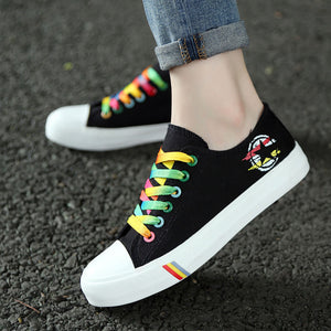Canvas Sneakers with Rainbow Laces