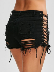 Load image into Gallery viewer, Side Lace-Up Booty Shorts Jeans
