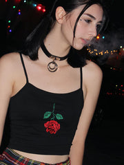 Load image into Gallery viewer, Rose Embroidered Crop Top
