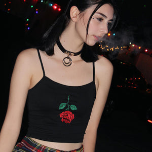 Rose Embroidered Crop Top