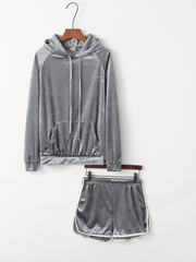 Load image into Gallery viewer, Velvet Long Sleeve Sweater &amp; Shorts
