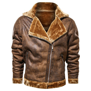 Velvet Lapel Leather-like Jacket