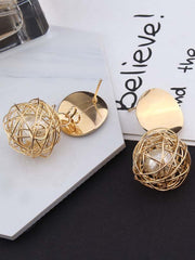 Load image into Gallery viewer, Woven Ball Pearl Earrings
