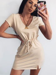 Load image into Gallery viewer, Short sleeve skirt with drawstring belt
