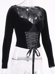 Load image into Gallery viewer, Front Lace-Up Velvet Top
