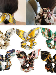 Load image into Gallery viewer, Satin Silky bow hair scrunchie 
