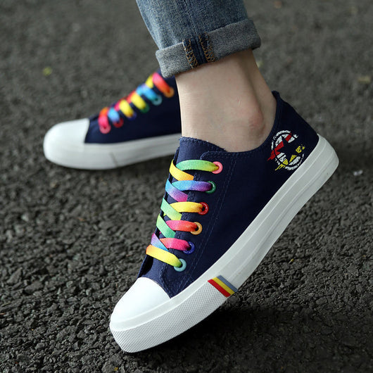 Canvas Sneakers with Rainbow Laces