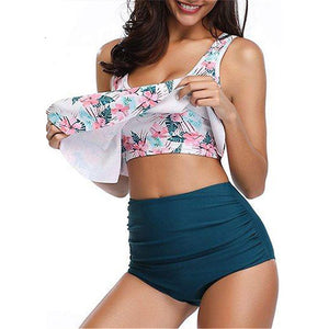 Floral Print U Neck Tankini Set