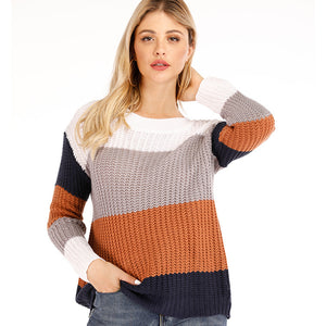 Long Sleeve Color Block Sweater