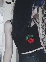 Load image into Gallery viewer, Rose Embroidered Crop Top
