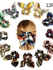 Load image into Gallery viewer, Satin Silky bow hair scrunchie 
