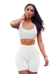 Load image into Gallery viewer, Crop Top Tank Top and Bicycle Shorts
