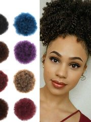Load image into Gallery viewer, Short Afro Kinky Curly Ponytail Clip in on 
