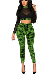 Load image into Gallery viewer, Two Piece Set Mesh Top &amp; Pants
