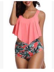 Load image into Gallery viewer, Floral Print U Neck Tankini Set
